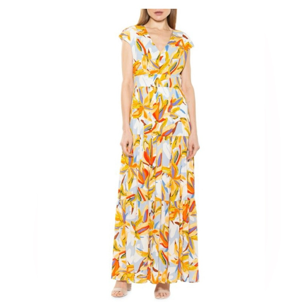 Alexia Admor NWT Tiered Long Maxi Dress Sz 1X  Multicolor Floral Sleeveless